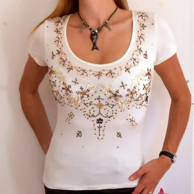 Top Brodé Perles Sequins
