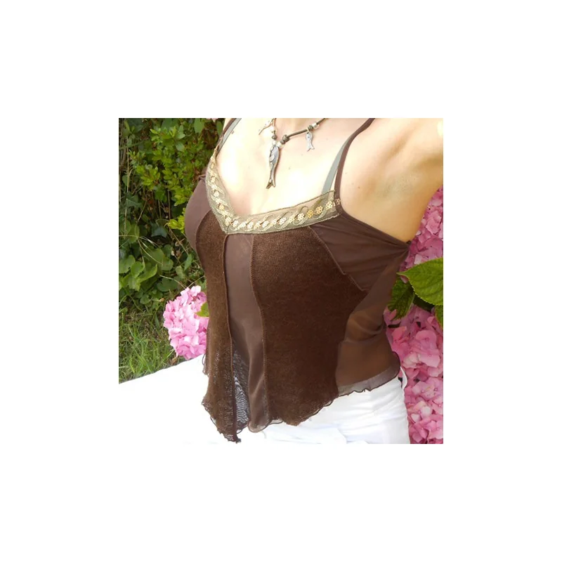 Top Sexy Voile Marron