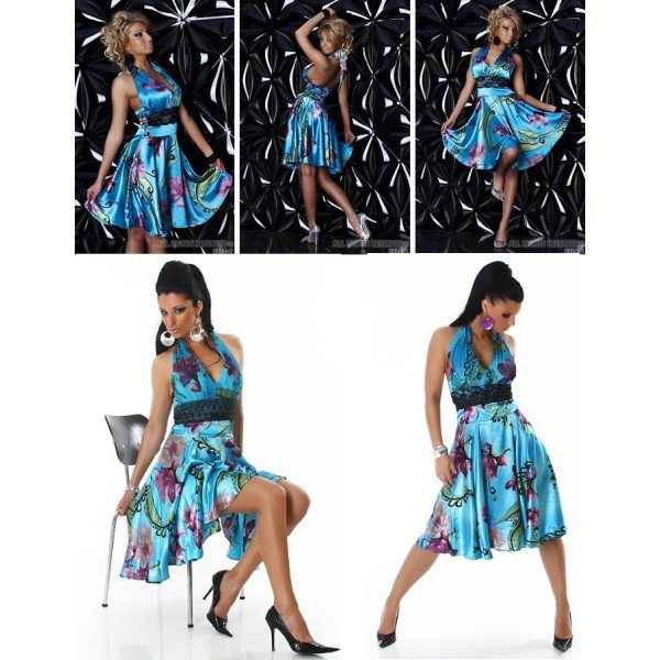 Robe Satinée Turquoise