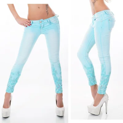 Jeans Fashion Sexy Turquoise