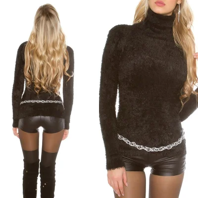 Pull Fashion Col Roulé Noir