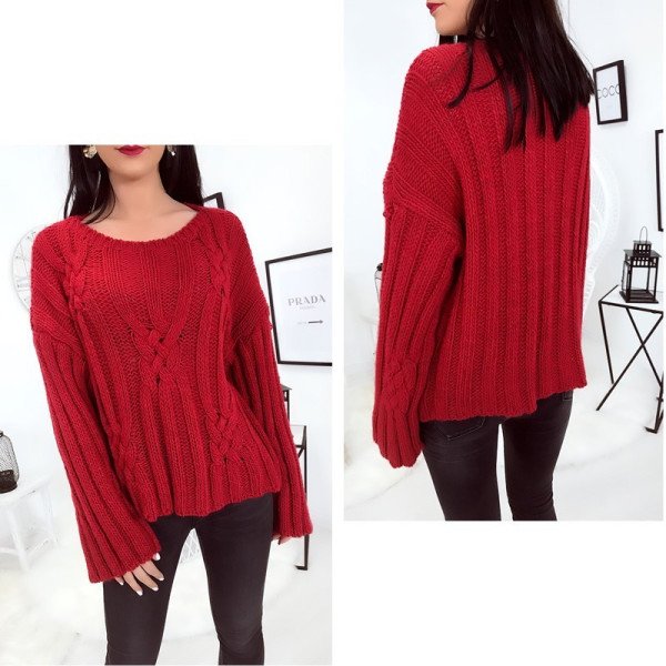 Pull Tricot Rouge Sexy