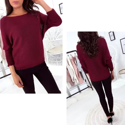 Pull Sexy Bordeaux Col Bateau