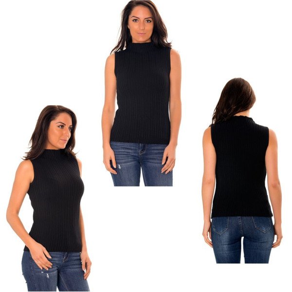 Pull Sans Manche Noir