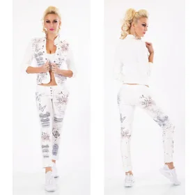 Jeans Fashion Blanc Imprimé