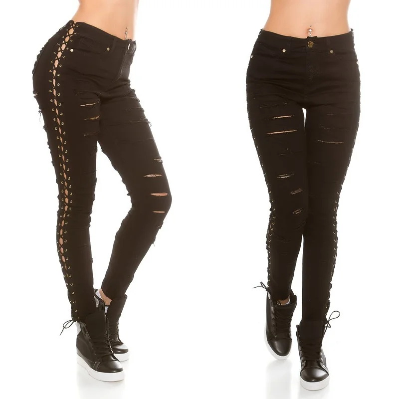 Jeans Sexy Koucla Laçage Découpes
