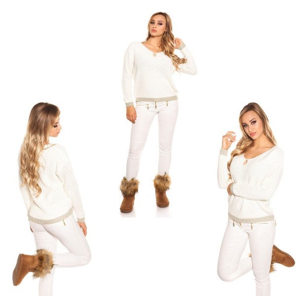 Pull Tendance Oversize Blanc