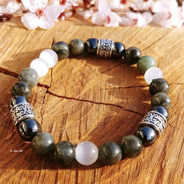 Bracelet Labradorite Pierre de Lune Hématite