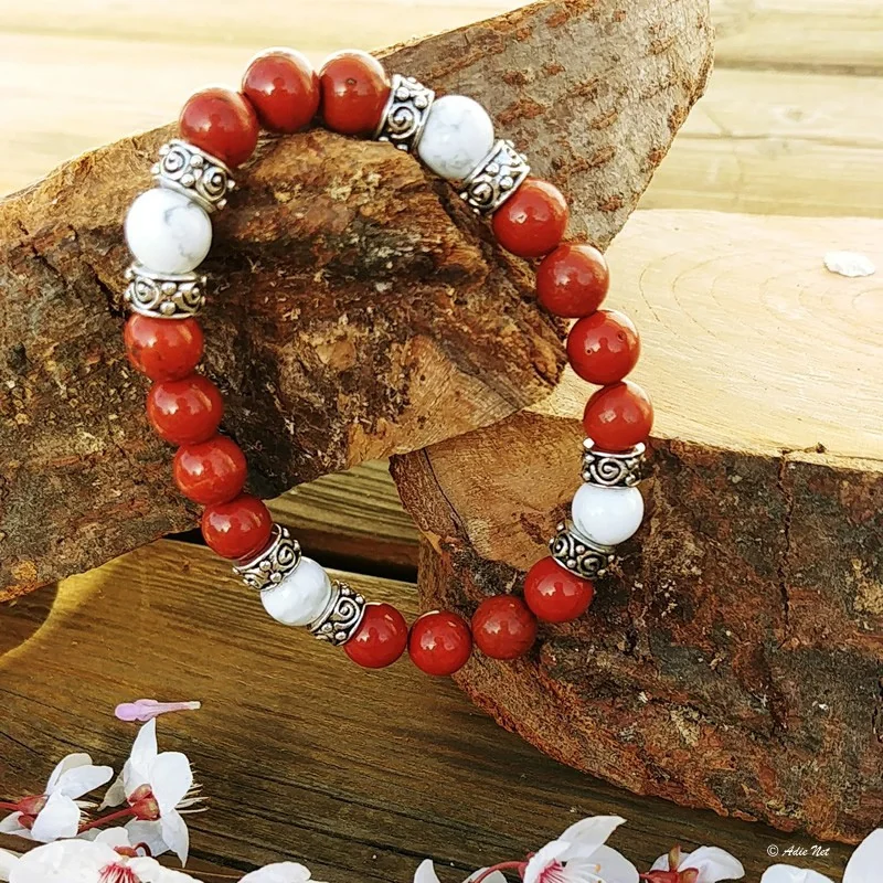 Bracelet Jaspe Rouge Howlite