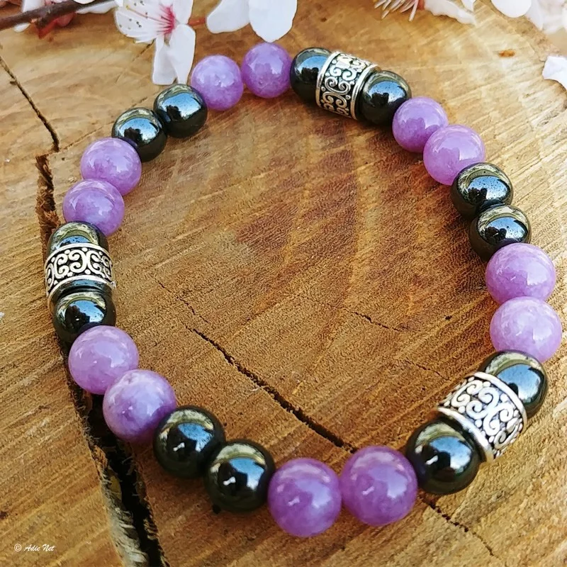 Bracelet Lépidolite Hématite
