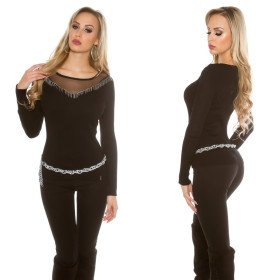 Pull Koucla Noir Moulant Sexy