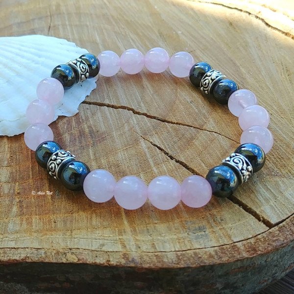 Bracelet Quartz Rose Hématite