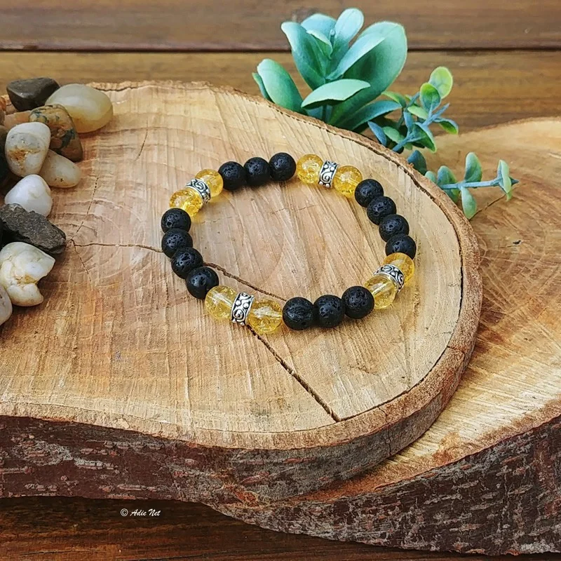 Bracelet Citrine Pierre De Lave