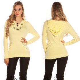 Pull Sweat à Capuche Koucla Zips et Strass