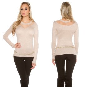 Pull Echancré Sexy Beige Koucla Tendance