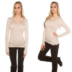 Pull Echancré Sexy Beige Koucla Tendance