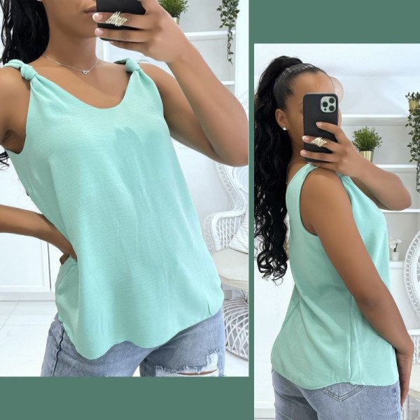 Top Fluide Léger Fashion Vert D'eau