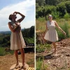 Jolie robe beige en chiffon très chic et légère