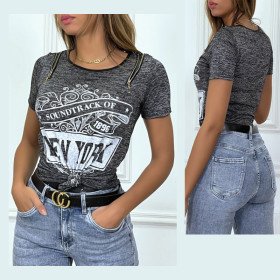 Joli Tee-shirt tendance noir imprimé New York