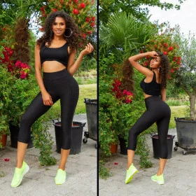 Legging push-up 7/8 nid d’abeille confortable ultra tendance