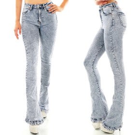 Jeans Sexy Bootcut Tendance Bleu Délavé