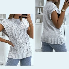 Pull Sexy Sans Manches Gris Tendance Miss Eleven