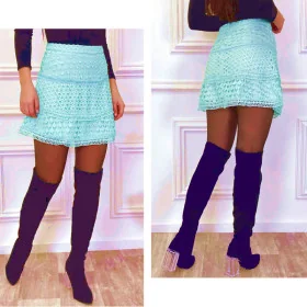 Mini Jupe Crochet Sexy Turquoise