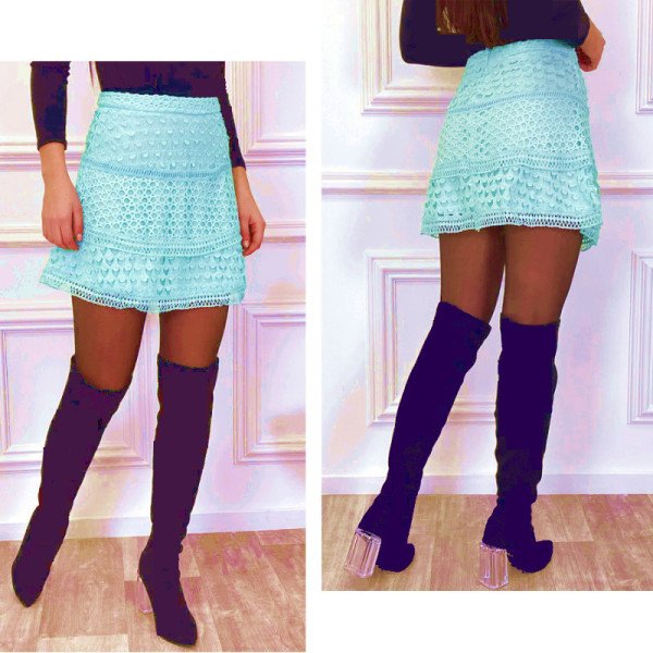 Mini Jupe Crochet Sexy Turquoise
