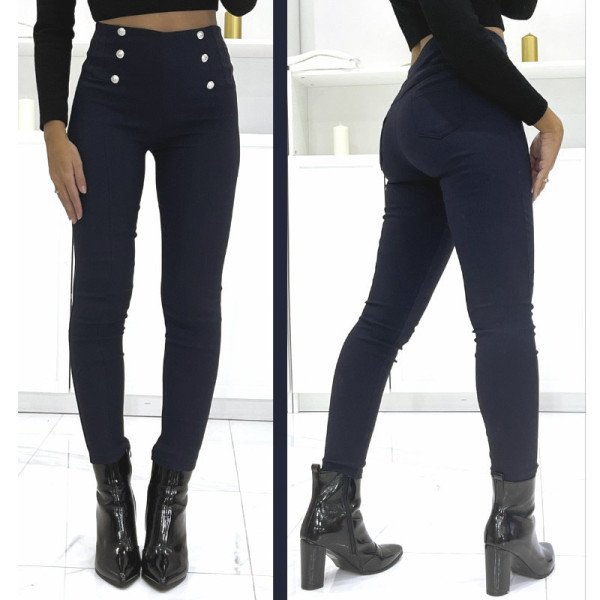 Pantalon Slim Style Marin Fashion taille haute