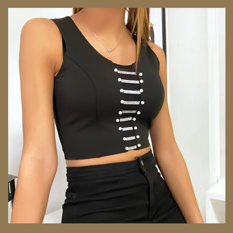 Crop Top Noir Chic Sexy Soirée