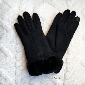 Gants polaires noirs femme élégants avec doublure