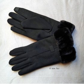 Gants polaires noirs femme élégants avec doublure