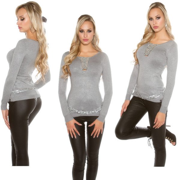 Pull Koucla Moulant Sexy Gris Tendance