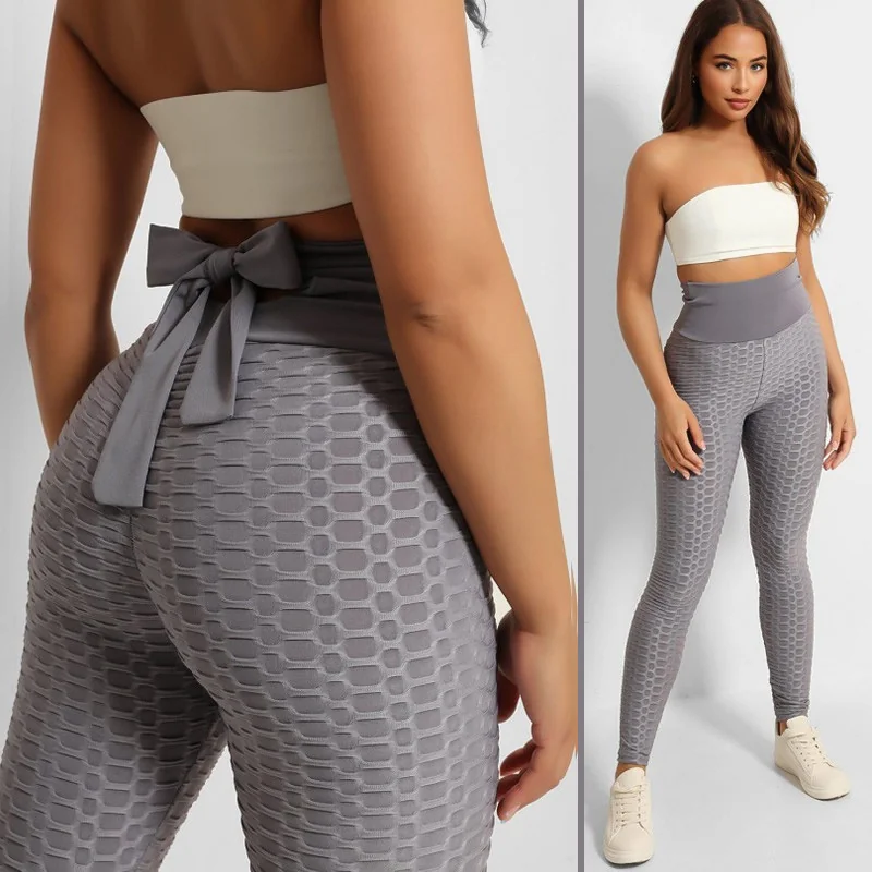 Legging Push Up Sexy Gris Avec Noeud