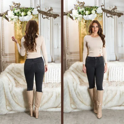 Pull Moulant Sexy Beige Tendance Rivets Fantaisie