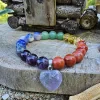 Bracelet 7 Chakras Pendentif Coeur en pierres naturelles