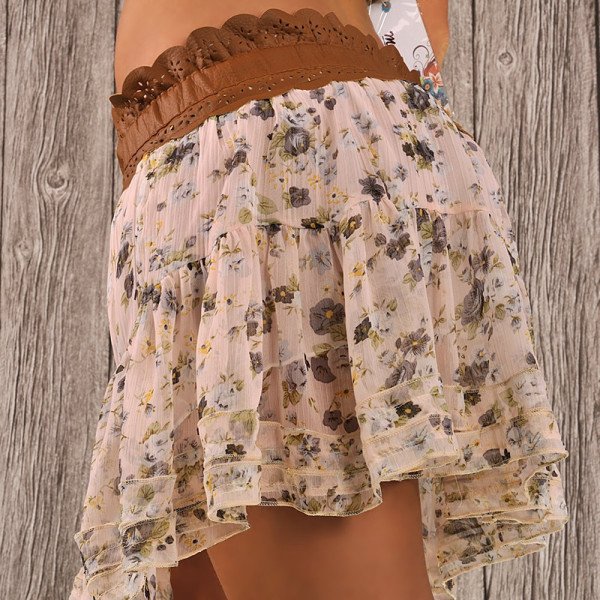 Mini Jupe Bohème à Motifs Floraux Vintage