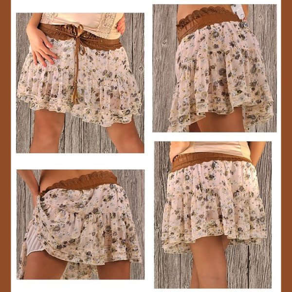 Mini Jupe Bohème à Motifs Floraux Vintage