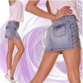 Mini Jupe en Jean Lacée Originale Sexy et Tendance