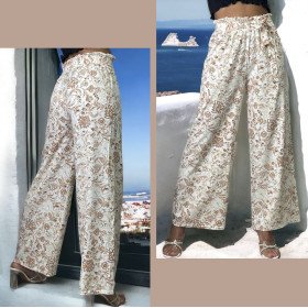 Pantalon Palazzo Fluide Motif Floral Elégant