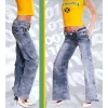 Jean Tendance Evasé Bleu Avec Détails Zippés