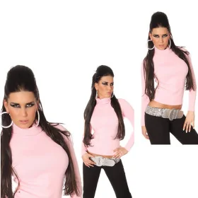 Pull Col Roulé Rose Elégant Doux et Chaud