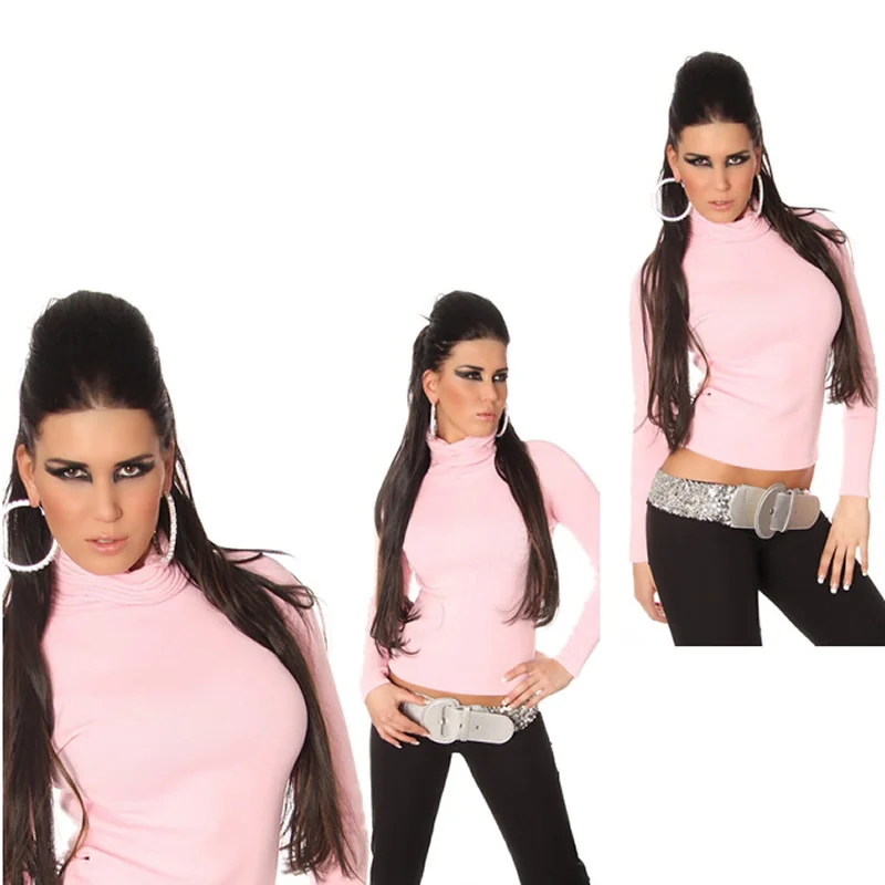 Pull Col Roulé Rose Elégant Doux et Chaud
