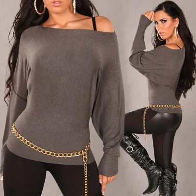 Pull Décontracté Chic Gris Polyvalent et Tendance