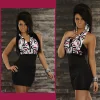 Robe Dos Nu Florale Moulante Élégante Noire