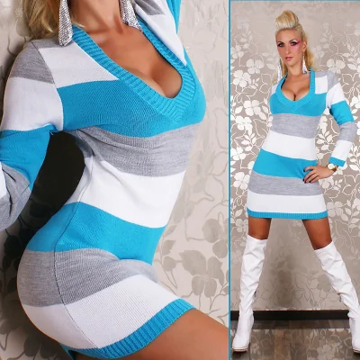 Robe Pull Moulante Rayée Originale et Tendance