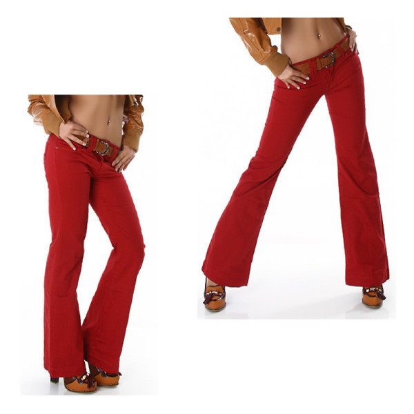 Jean Evasé Rouge Confortable Tendance Chic