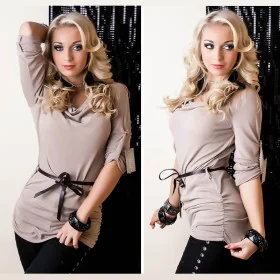 Pull Beige Ceinturé Col Drapé Confortable