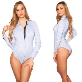 Chemise Body Bleu Stretch Look Business Femme