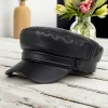 Casquette Marin en Simili Cuir Noir Tendance